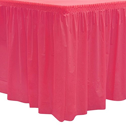 Party Essentials Plastic Table Skirt, 1-Count, 29" W x 8' (96") L, Hot Pink