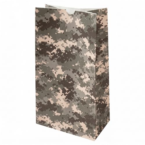 Restaurantware Bag Tek 12 lb Camouflage Paper Bags, 100 Count