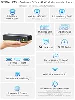 GMKtec AI Mini PC Intel Core Ultra 7 256V (8C/8T Turbo 4,8 GHz) (übertrifft i9-13900HK / R7 8745HS), NPU/GPU: 115 Tops, Intel ARC 140V, 16 GB LPDDR5X, 512 GB SSD, 5GbE LAN, Dual USB4 – Ansicht 2