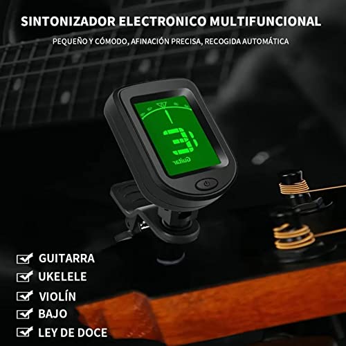Clipe No Afinador de Guitarra, Afinador Eletrônico de Fixação Estável Multifuncional Com Bateria par