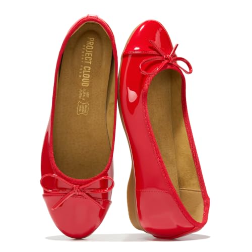 Image of Project Cloud Ballet Flats for Women Shoes - Genuine Leather Insole and Lightweight Mary Jane Flats - Non-Slip and Comfortable Womens Shoes