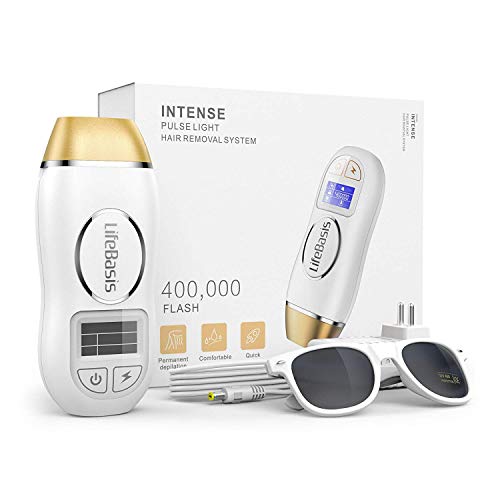 Dispositivo de depilación IPL, LifeBasis 400000 flashes permanente removedor de vello sin dolor dispositivo de belleza con pantalla táctil LCD para cuerpo, cara, axilas y línea de bikini