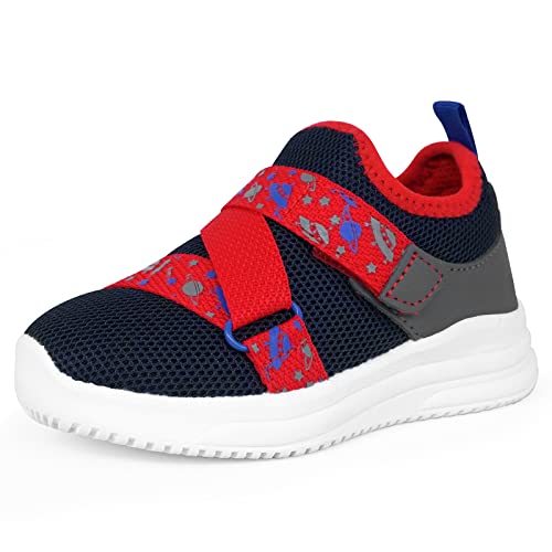 SKYWHEEL Little Boys Athletic Shoes Cushioning Running Anti-Slip Shoes Little Kids Slip on Sneakers Size 11 Red Navy