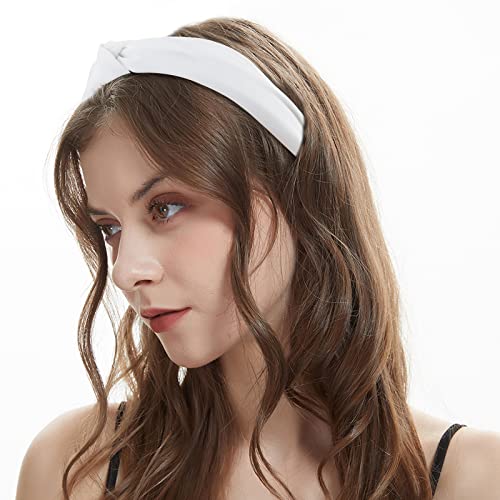 Yission 4Pcs Knotted Headbands For Women Girls Non Slip Wide Head Band Fashion Head Bands Top Knot Headband For Women Black White Headband Hair Accessories For Women #TOP2