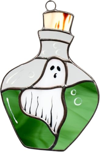 Halloween Stained Glass Window Hanging Suncatcher for Windows Panels Genuine