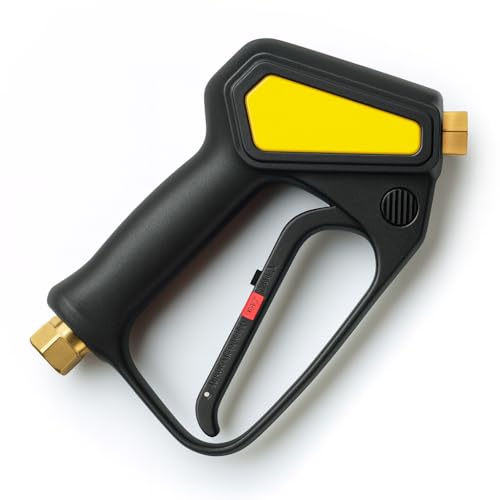 Pistola de alta presión como ST-2300 3/8 IG entrada – 1/4 pulgadas IG salida | hasta 310 bar, 45 l/min, 150 °C | Pistola de limpieza profesional de latón y plástico para limpiadores a presión