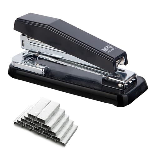 M&G Swing-Arm Stapler with 50 Sheet Capacity, 360 Rotation, 1000 Staples for Booklet Binding, Durable for Office, School, Home (Black)
