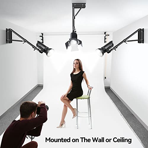Takerers Ring Light Wall Mount: Save Space, 180º Flexible Rotation - Wall Mount Triangle Boom Arm With 3/8 & 1/4 Screw For Photography Light, Monolight, Softbox, Umbrella, Reflector, Max Length 51Inch #TOP7