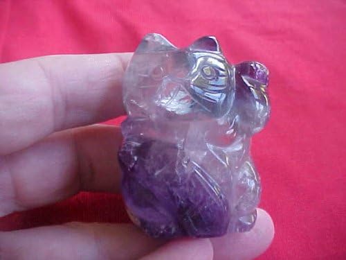 Gemqz D2403 Rainbow Fluorite Lucky CAT Left PAW Cute !!