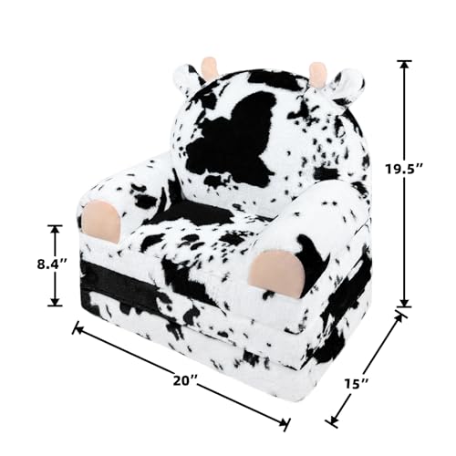 Toddler-Chair-Plush-with-Removable-Cover-Kids-Sofa-Bed-to-Lounger-Comfy-Kids-Couch-for-Kids-Over-18-Months-Toddler-Recliners-for-KidsMilk-Cow Toddler Chair Plush with Removable Cover Kids Sofa Bed to Lounger Comfy Kids Couch for Kids Over 18 Months Toddler Recliners for KidsMilk Cow