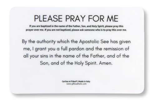 I Am A Catholic Emergency Wallet ID Card with Apostolic Pardon Prayer - 3 5/8" - Made in Italy2