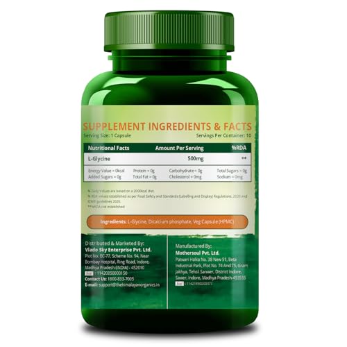 Image of Vlado's Himalayan Organics L-Glycine 500mg Supplement -10 Veg Capsules