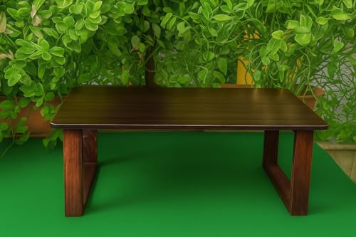 Image of Foldable Lap Desk | PLYWOOD Bed Table With solid wood legs - modern DARK FINISH, Sturdy Laptop Table for Study, Work, bed, Floor Use, Wide Wooden Legs, Near-Invisible Top (26 inch X 18 inch X-LARGE)