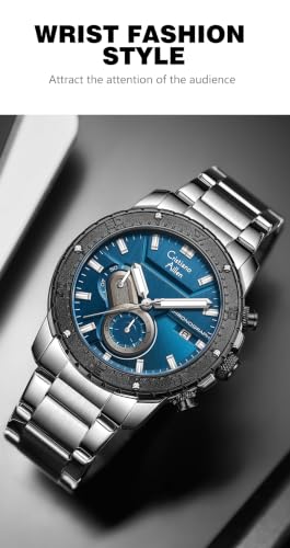 Image of Men's Analog Chronograph Watch for Men with Date Display, Luminous Hands, Water Resistant, Black Dial, Stainless Steel Strap, Casual & Formal Wrist Watch