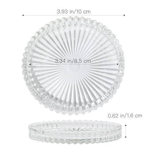 Vixdonos 3.8 Inch Glass Pillar Candle Holder Set Pack 2 Gear Round Plate Serrated Candle Stand For Table Centerpieces,Party thumb #1
