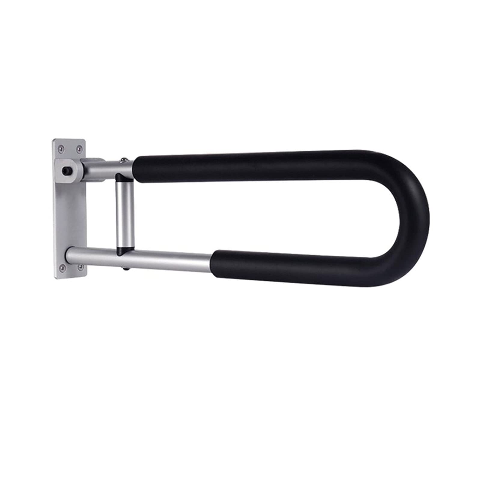 Maniglia di Supporto per Bagno, Ribaltabile e avvitabile, corrimano di Sicurezza per WC, Impugnatura ergonomica, Accessorio per l'assistenza domiciliare, Barra Antiscivolo (Nera)