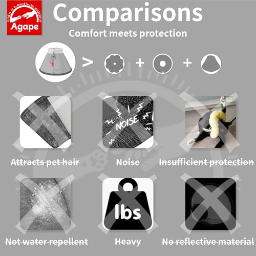 Image of Agape Soft Dog Cone for Small Dogs & Cats, Recovery Collar to Stop Licking | Comfy E-Collar Alternative for Puppies, Adjustable Cloth Cone After Surgery, Protective Neck Cone for Kittens, Washable