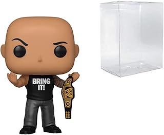 POP WWE The Rock with Championship Belt Pop! Vinyl Figure - Entertainment Earth Exclusive (Bundled with Compatible EcoTek Pop Box Protector Case), 3.75 inches
