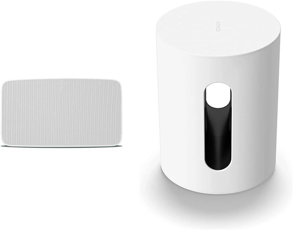 Sonos Wireless Speaker and Mini Subwoofer Set Sonos Wireless Speakers Five White + Subwoofer Sub Mini White