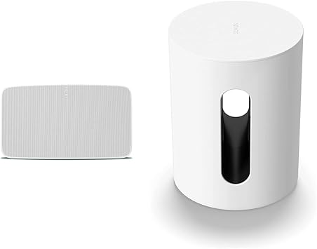 Sonos Wireless Speaker and Mini Subwoofer Set Sonos Wireless Speakers Five White + Subwoofer Sub Mini White