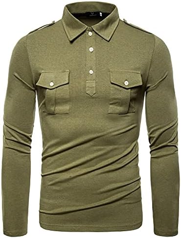 Elegante Polo da Uomo Manica Lunga Casual Golf Classic T-Shirt in Cotone Camicia da Golf a Maniche Lunghe Camicia da Lavoro con Tasche Maglietta a Maniche Lunghe Poloshirt per Tenni Corsa Ufficio