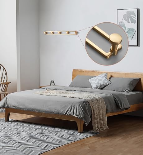 Ganchos dorados para colgar en la pared, ganchos de metal resistentes para toallas, 20 kg de capacidad, elegantes ganchos individuales para entrada, sala de estar, cocina, dormitorio, baño (3 ganchos)