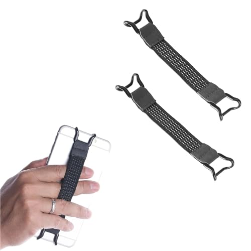 DHWEKU Handschlaufe für 6-8 Kindle eReaders Fire Tablet -Kindle/Kobo/Voyaga/Lenovo/Sony E-Book Tablet, Hochelastisches Vielseitiges Halteband Tablet Fingerhalterung Griff Halter 2 Stück,Schwarz