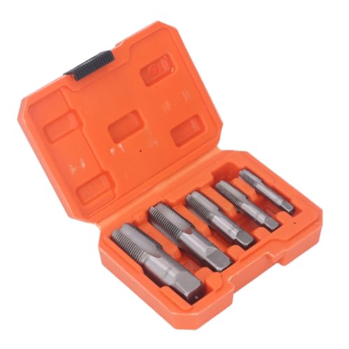 5 Piece Npt Pipe Tap Set, Carbon Steel Threading Plumbing Npt Tap Set with Storage Case, Precise Threading for Plumbers Mechanics DIYers, Included 3/4 1/2 3/8 1/4 1/8Inch