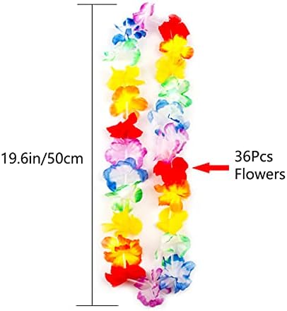 12 Pcs Hawaiian Garlands, Luau Aloha Flower Lei Perfect Hawaiian Fancy Dress,Beach Theme Party Supplies,Tropical Decorative Favours, Hawaiian Theme Pool Party Decorations Accessories for Adults Kids