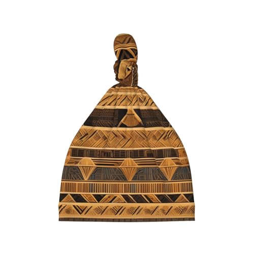 Newborn Baby Hat, Egyptian Frescoes Print Soft Top Knot Beanie Cap, Cute Baby Headwear for 0-6 Months Black
