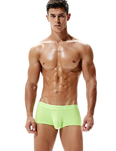 SEOBEAN Mens Trunk Boxer Brief Nylon Solid Color Elastic Underwear2