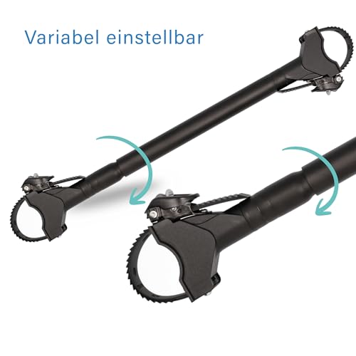 FISCHER Fahrradrahmenadapter, Variabler Adapter für sicheren und praktischen Fahrradtransport, passend für Rohre bis 6 cm Durchmesser, Abstand bis 65 cm zwischen Sattelstütze und Lenker, schwarz