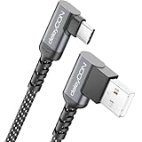 deleyCON 0,5m USB C Kabel Kurz 2x Winkel 90 Grad USB-A auf USB-C Ladekabel Datenkabel Gewinkelt für iPhone 17 16 15 Pro Max Air Galaxy A16 A56 S25 S24 S23 Pixel AirPods Notebook PS5