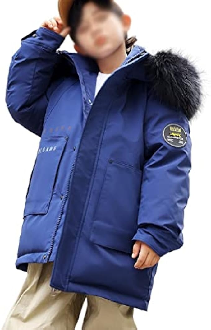 SJYDQ Winter Duck Down Thermal Coat Clothes Middle Children Hooded Down Jacket (Color : D, Size : 130)