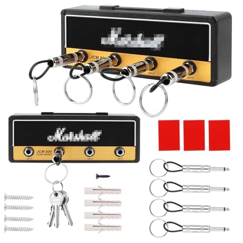 Mar-shall Colgador de Llaves Jack Rack 2.0 JCM800, Gancho de Enchufe de Guitarra Para Pared, Almacenamiento de Llaves Con 4 Llaveros (Negro)