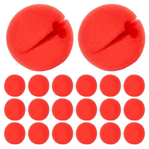 RAINFLOW 20 Pack Clown Nose Bulk Red Clown Nose 5cm Large Soft Sponge Fake Noses No Strap Easy Wear for circus decorations Circus Party Favors Carnival Party Decorations