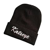 sunlelekz Katseye Embroidered Knitted Beanie - Personalized Kpop Yarn Hat for Katseye Fans (Black)