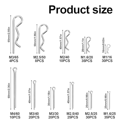227 Stück Edelstahl Splinte Sortiment: R Clips Splinte Set & Sicherungssplinte Sets, Federstecker Sets, Metallsplinte Federsplinte Edelstahl Sicherungsstift für Autos Mechaniker Gartengeräte