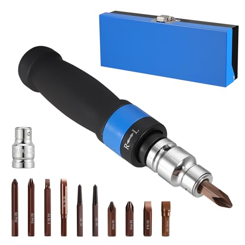 12PCS Impact Screwdriver Set, Professional 1/2" Hand Impact Wrench, S2 Alloy Steel Bits,PH/SL/Tap Bits Included - Ideal for Auto Repair, Machinery & DIY