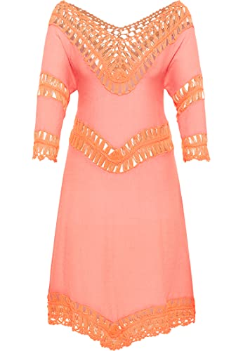 Vestido túnica mini crochet mujer evita el sudor y viste elegante sobre el biquini