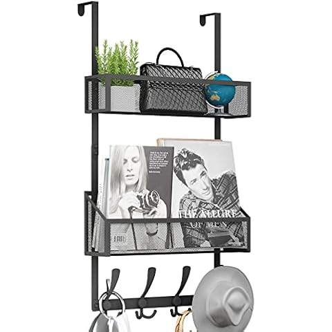 Kaiferty Over The Door Hooks Organizer, Coat Rack Over The Door Storage Hanger Towel Rack, Back of Door Storage Organizer for Bathroom,Bedroom,Kitchen,Office (Black 3-Tier) Cover