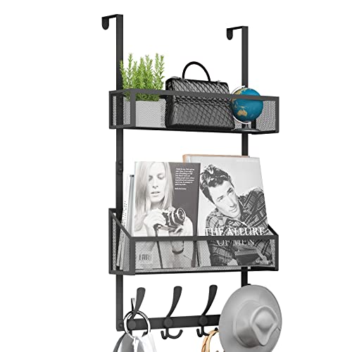 Kaiferty Over The Door Hooks Organizer, Coat Rack Over The Door Storage Hanger Towel Rack, Back of Door Storage Organizer for Bathroom,Bedroom,Kitchen,Office (Black 3-Tier)