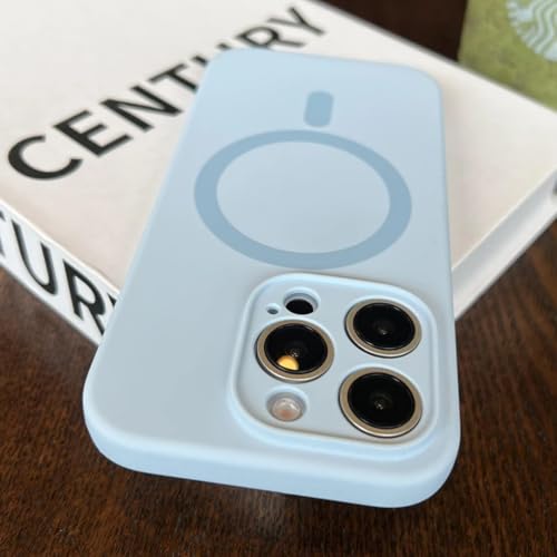 Coque magnétique iPhone 15 Pro Max silicone souple antichoc bleu