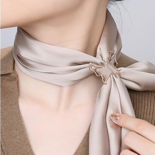 Image of Dainty Butterfly Silk Scarf Ring Brooch for Women Elegant Rhinestone Crystal Shawl Scarves Buckle Wrap Clip Exquisite Costume Accessories Decoration Wedding Holiday Jewelry