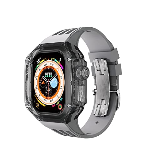 Ya en manzanajugosa.com: FACDEM Kit de modificación de lujo de 49 mm para Apple Watch Ultra Band funda transparente correa de fluororubber pulsera iwatch 49 mm Mod Set, 49mm, Agate