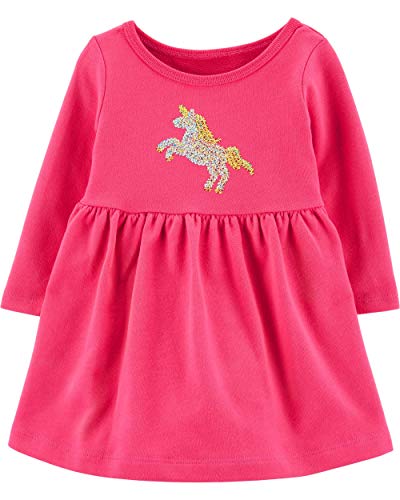 Carter's Baby Girls' Jersey Dress (3 Months, Pink/Sequin Unicorn)