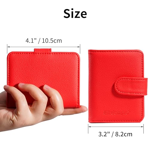 Image of Wisdompro Credit Card Holder, Slim Leather RFID Blocking Wallet Debit Card Protector Organizer Case (20 Card & 7 Memory Card Slots)-Vertical Red