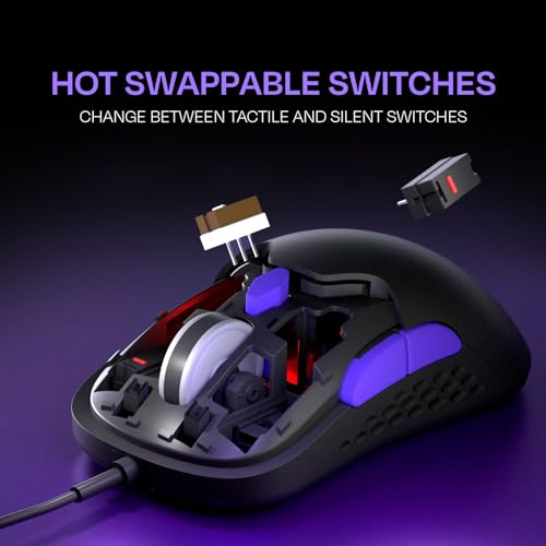 Image of Kreo Chimera RGB USB Wired Gaming Mouse with Hot-swappable Switches and 7 Programmable Buttons | Swappable Shells and Switches Included | Adjustable DPI Upto 12400 | Durable Gaming Mouse
