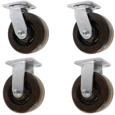 CasterHQ- 8" X 2" HIGH Temperature PHENOLIC Wheel | 2 Swivel & 2 Rigid | 3,600 LBS Capacity PER Set of 4
