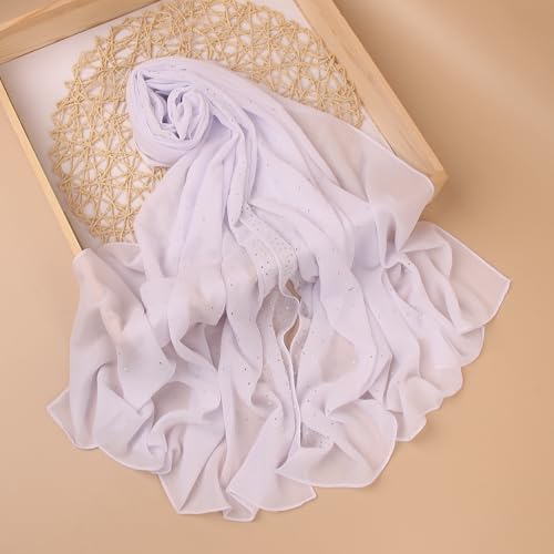 Luxury Diamond Hijab Shawl and Wraps For Evening Dress Shiny Rhinestones And Pearl Chiffon Scarf For Muslim Women3
